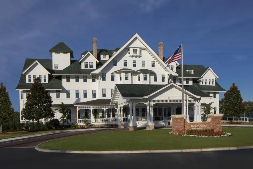 Belleview Inn white building with multiple peaked roofs