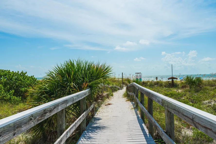 calçadão através de vegetação exuberante e dunas até St. Pete Beach
