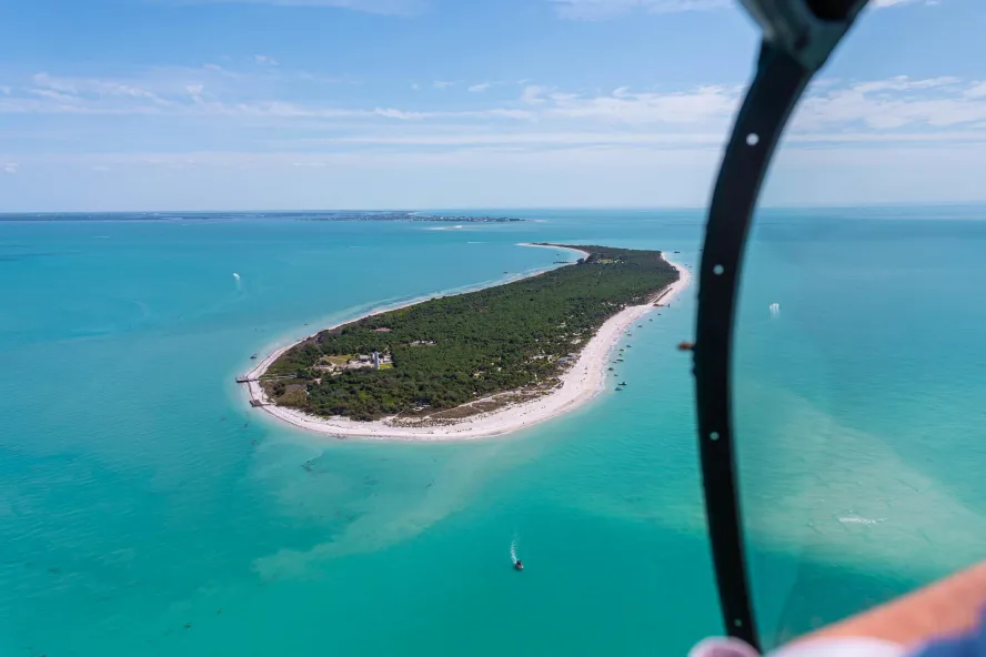 aerial view of Egmont Key from a helicopter