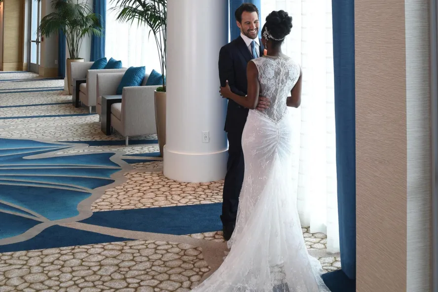 Bride and groom at the Wyndham Grand Resort