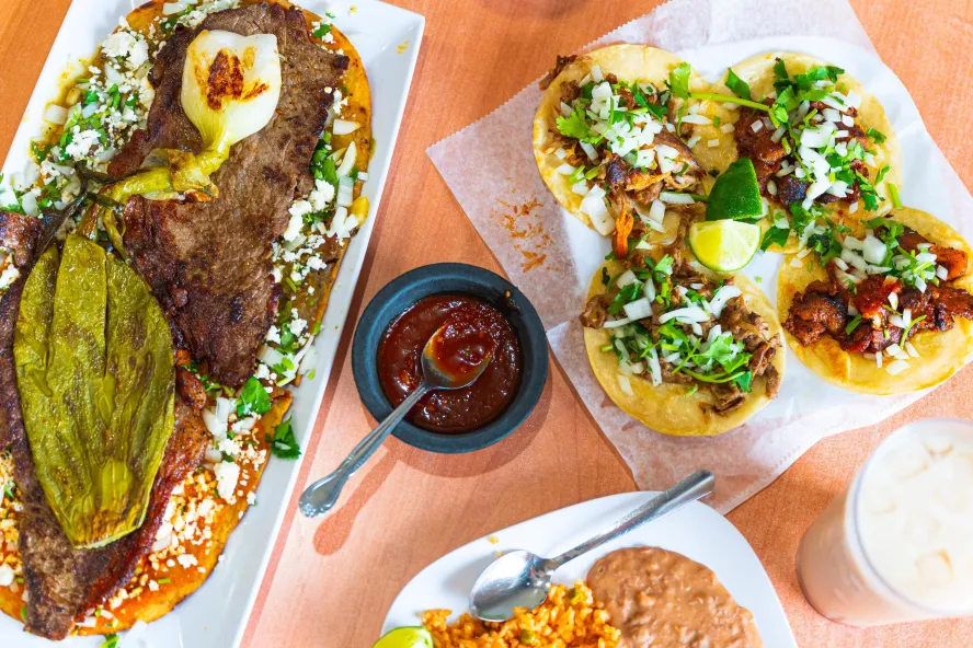 a variety of Mexican dishes and sauces