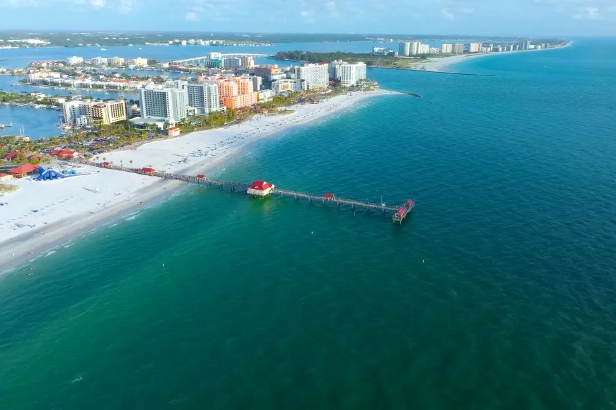 drone shot of Clearwater Beach