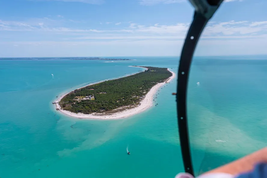 a view of Egmont Key from a helicopter ride