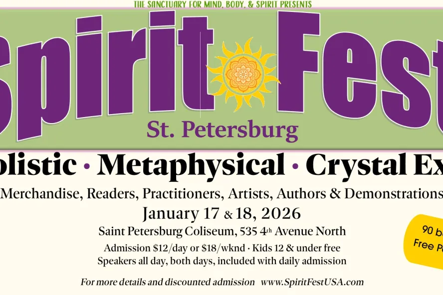 Spirit Fest St. Pete 2026 event flyer poster.