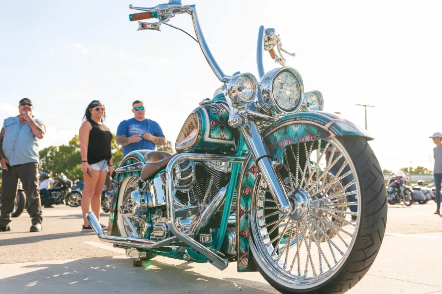 a very fancy green motorcycle at Bikefest
