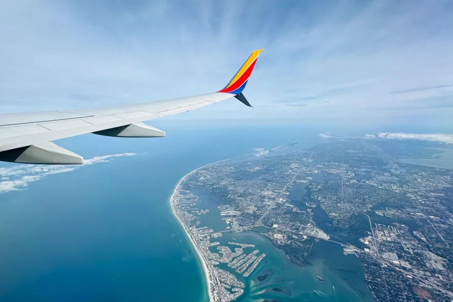 An Allegiant Flight in the sky approaching St. Pete-Clearwater