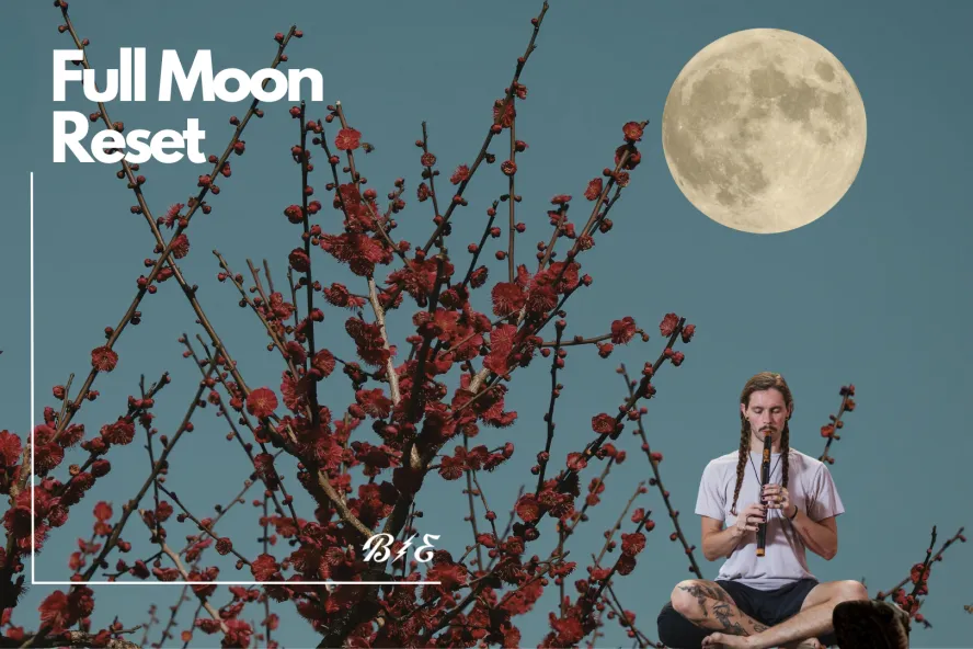 Full Moon Reset yoga class event flyer poster.