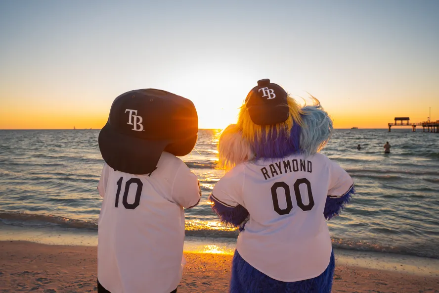 The Rays Mascots at sunset on Clearwater Beach