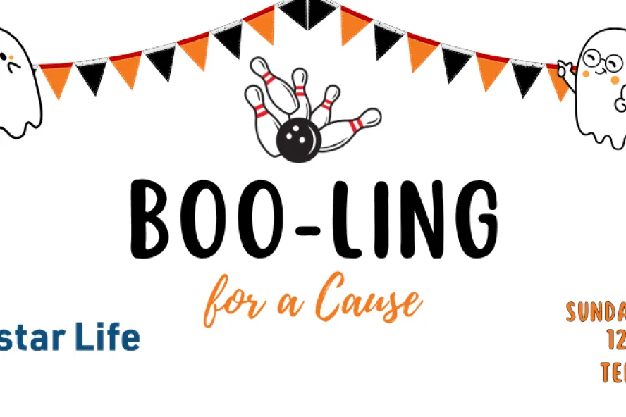 Boo-ling for a cause event flyer poster.