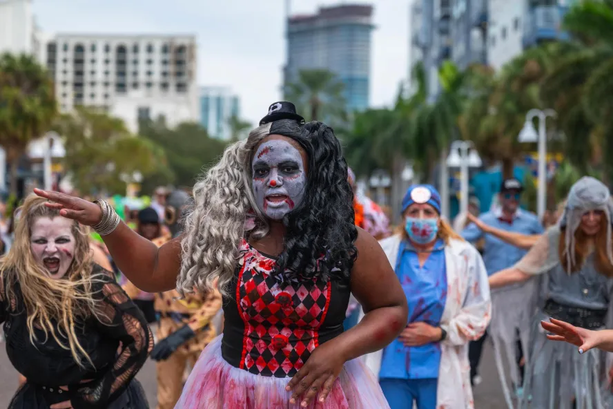 people dressed as zombies at Halloween on Central in St. Pete