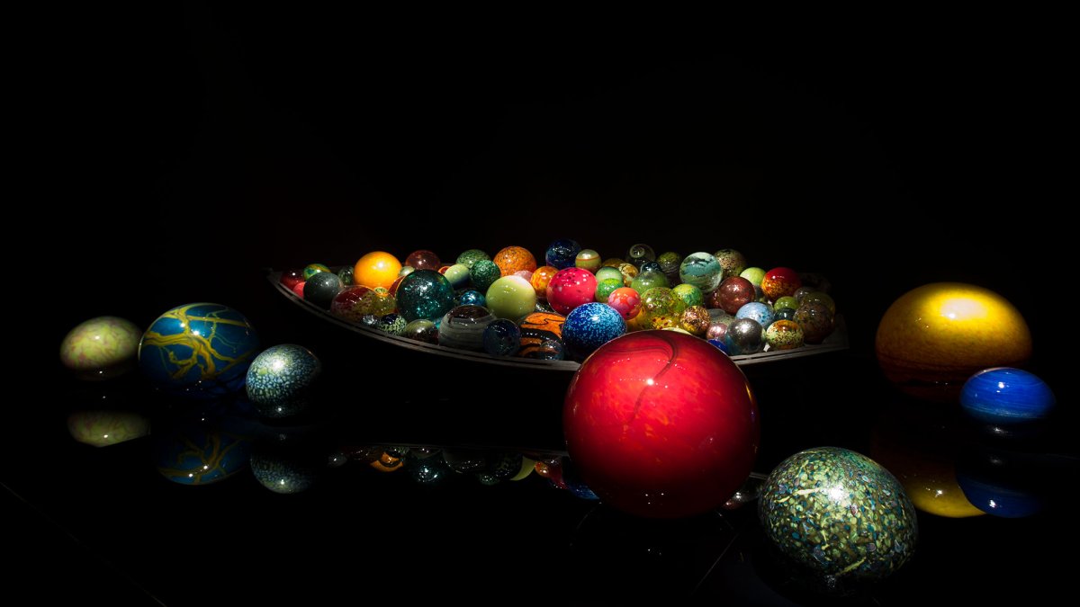 Colorful glass spheres at the Chihuly Collection in St. Pete