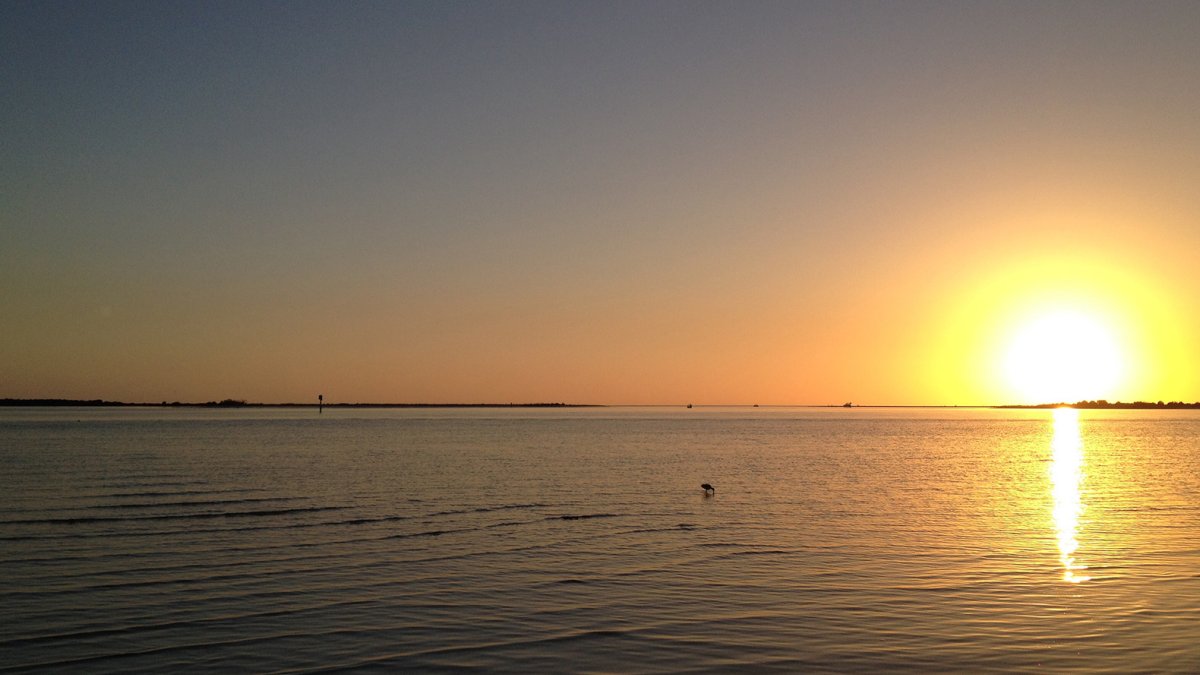 A beautiful sunset over the Gulf of Mexico in Honeymoon Island State Park.