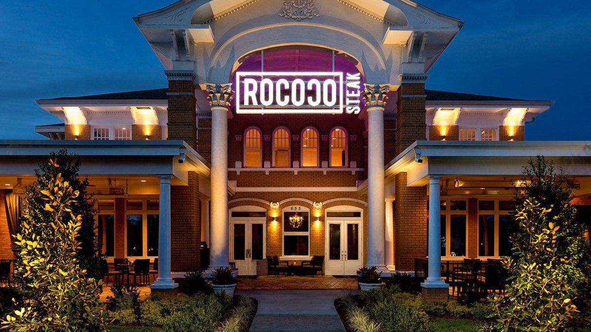 The majestic facade of Rococo Steak.