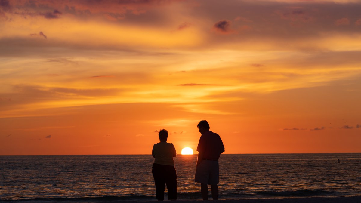 A couple watching the sunset in St. Pete Beach.