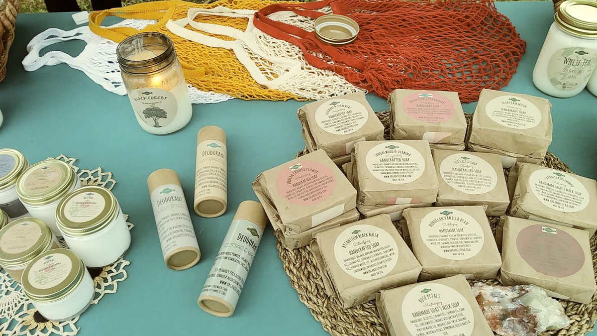 Locally made soaps, deodorants and other products on display at Treasure Island Open Market.