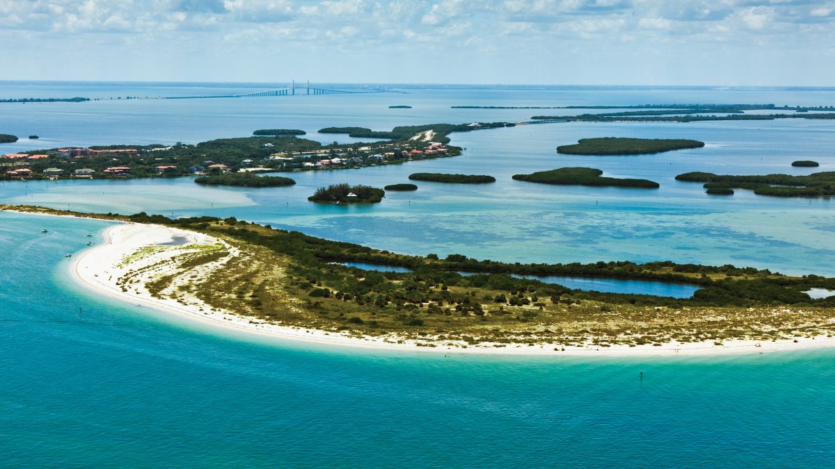 An aerial view of Tierra Verde and Fort de Soto Park
