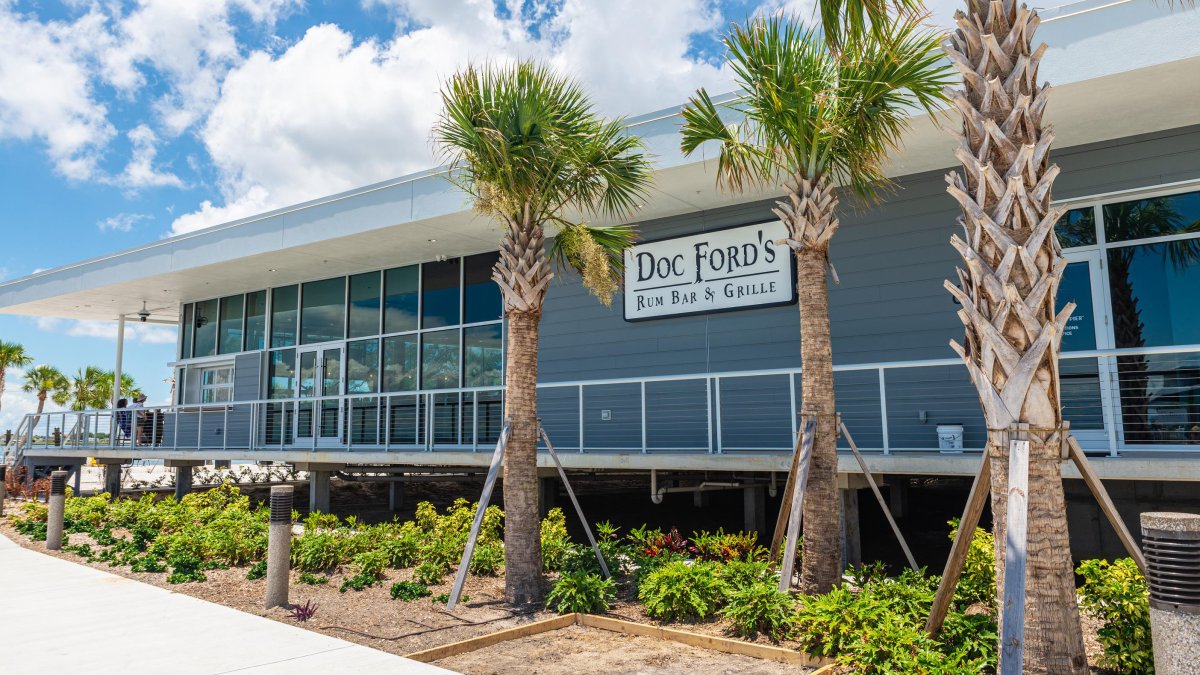 Exterior shot of Doc Ford's Rum Bar & Grille at the St. Pete Pier.