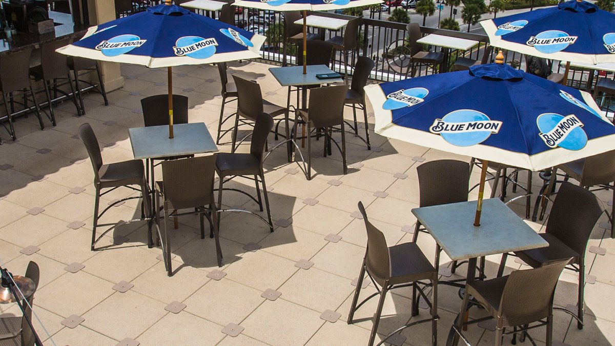 Overview of Jimmy Crow's Nest rooftop bar showing Clearwater Beach in the horizon