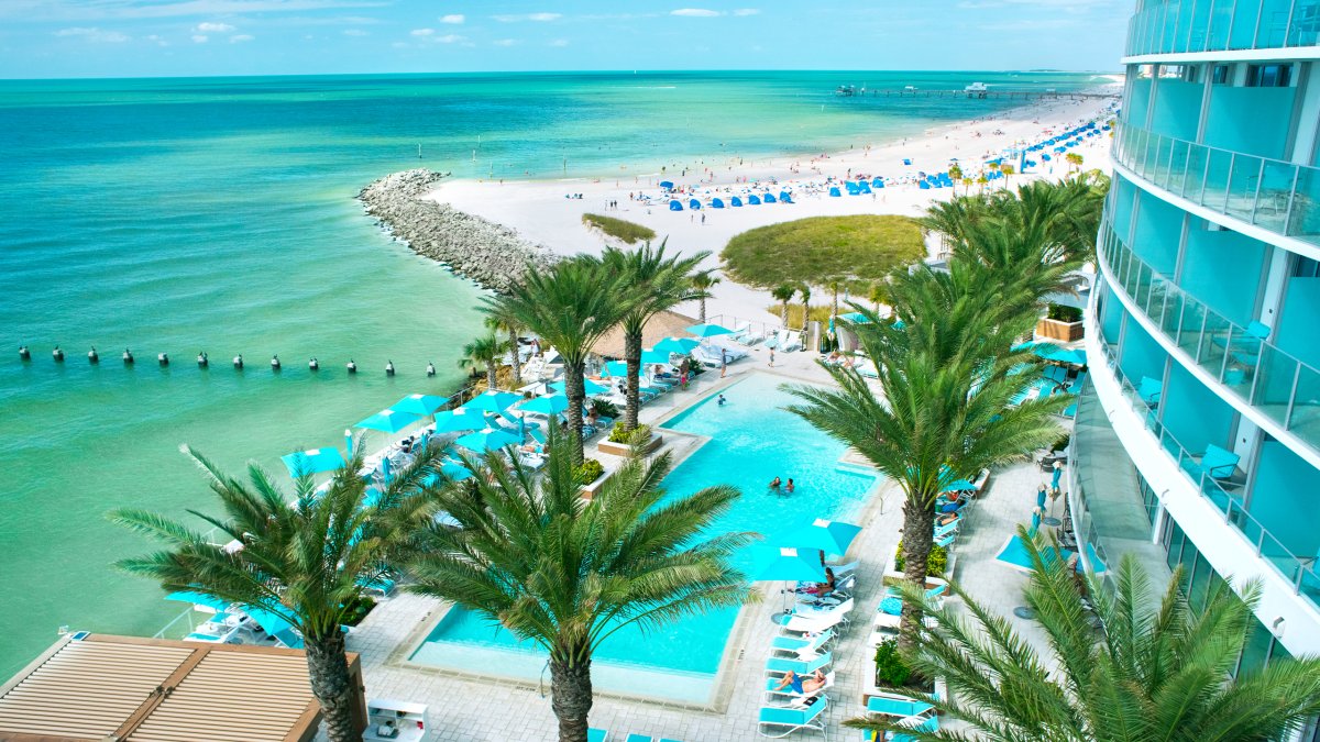 Overview of Opal Sands beachfront hotel pool