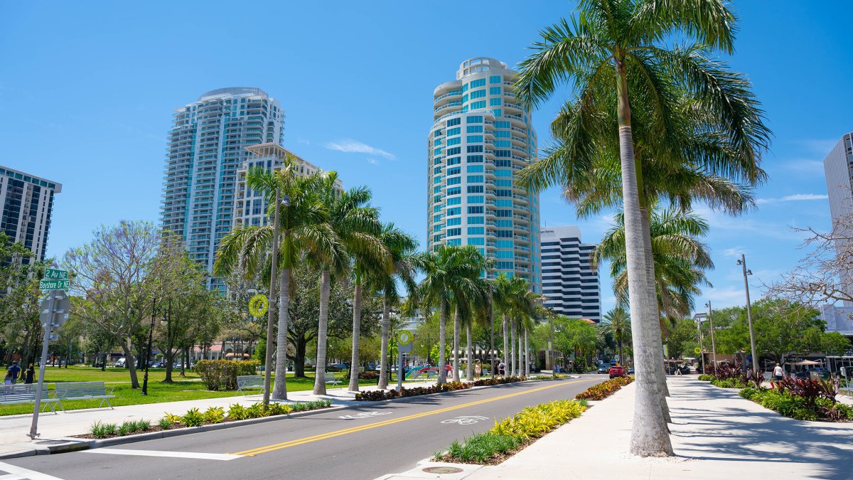 A view of the corner of North Straub Park and Second Avenue North in St. Petersburg.