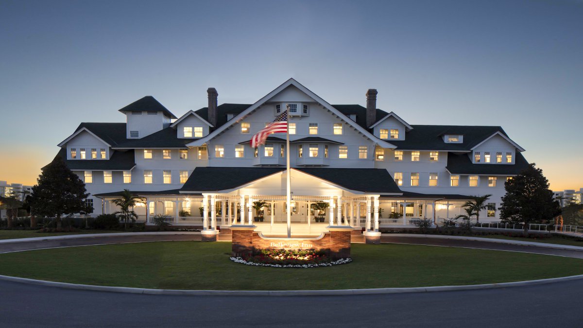 A shot of the exterior of the Belleview Inn at Sunrise