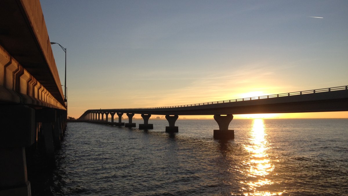 A shot at sunset at the Courtney Campbell Bridge