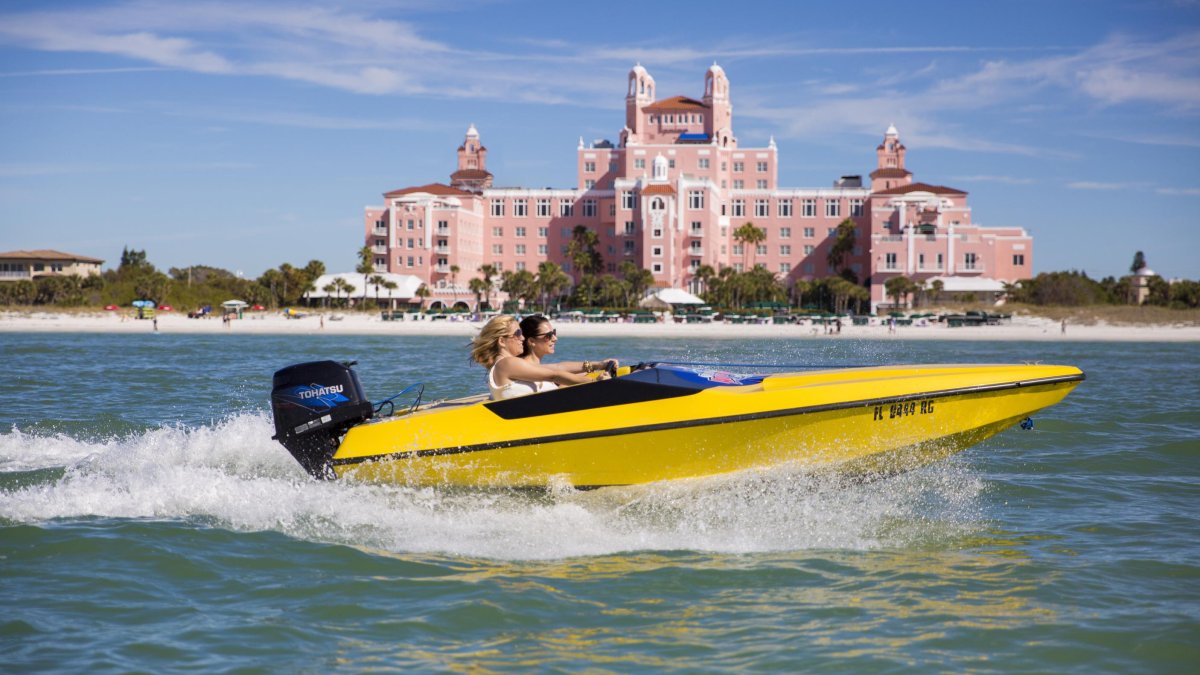 Couple on a Speed Boat Tour near the Don CeSar