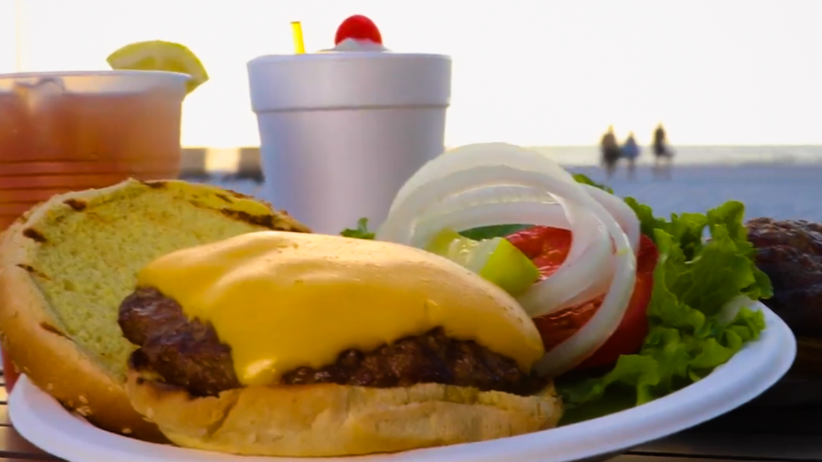 A burger from Sandbar Bill's Bar and Grill Burger