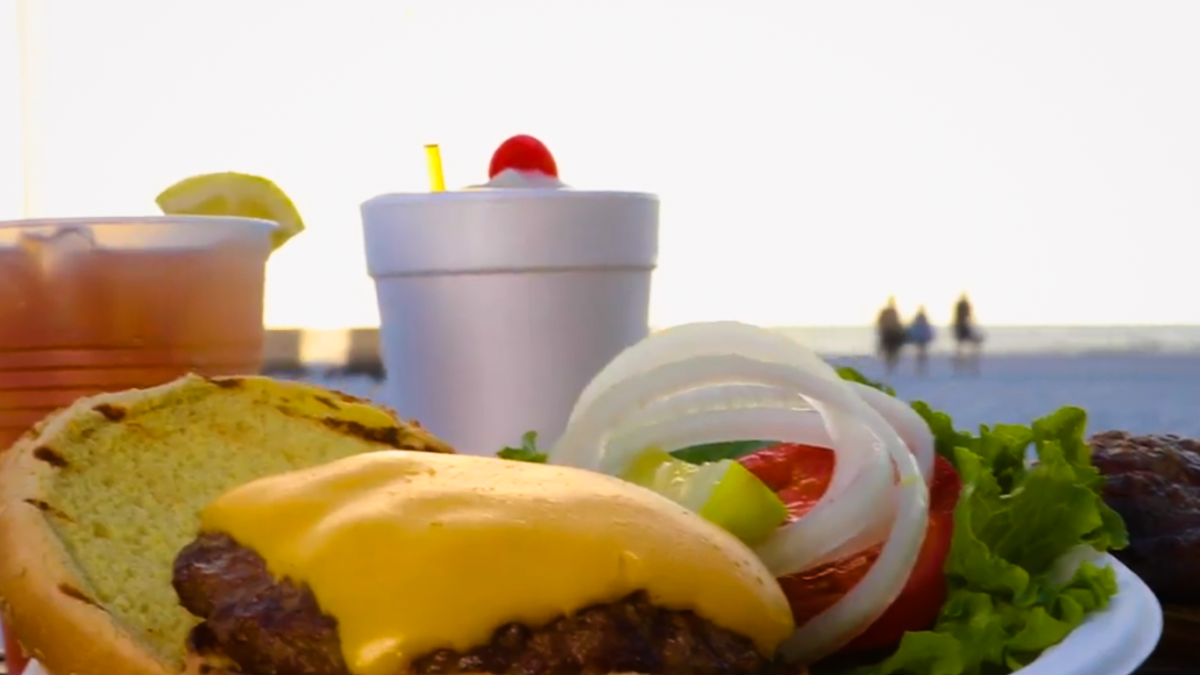 A burger from Sandbar Bill's Bar and Grill Burger