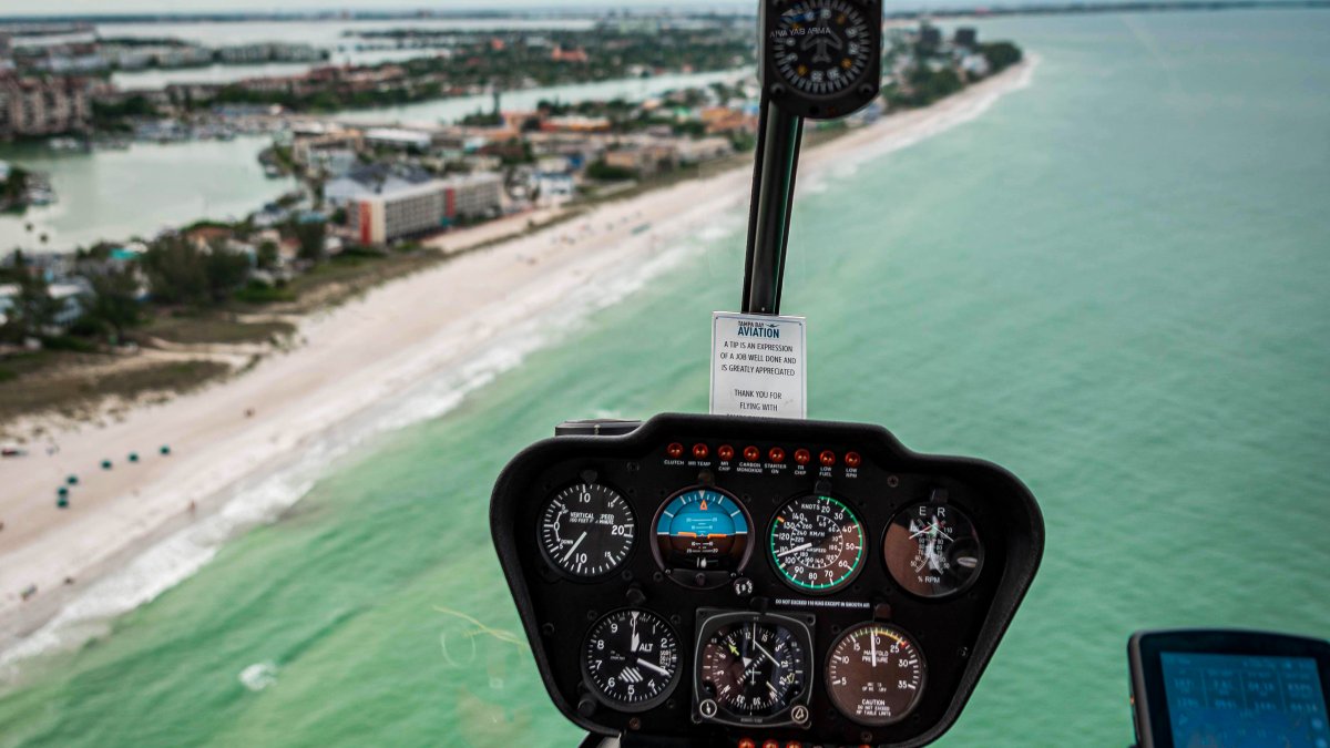 A view of the beaches from a helicopter