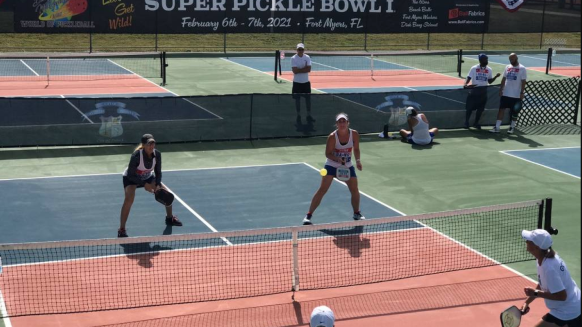 People playing pickleball