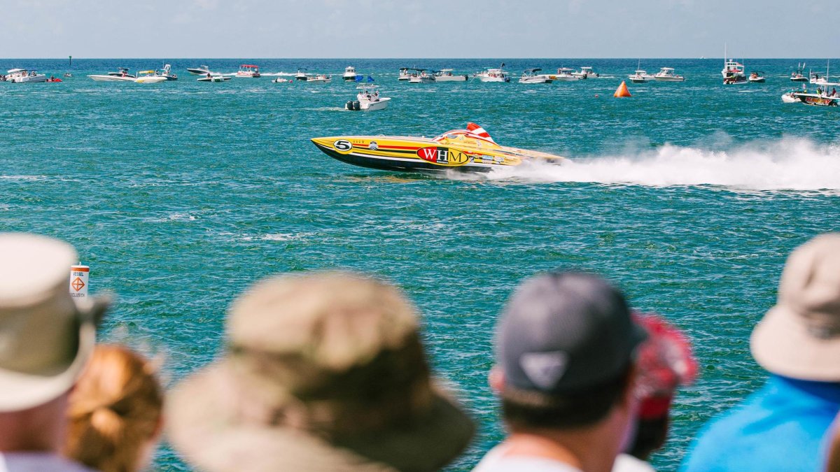 Clearwater Offshore Nationals boat racing as a crowd looks on