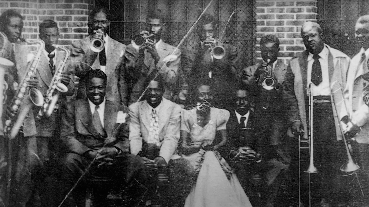 A historical photo of a band at the Manhattan Casino
