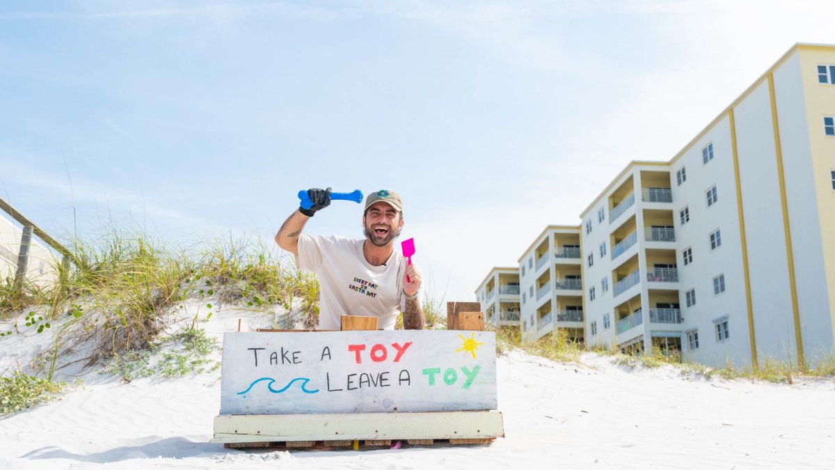 Caulin Donaldson, aka TrashCaulin shows beach toys