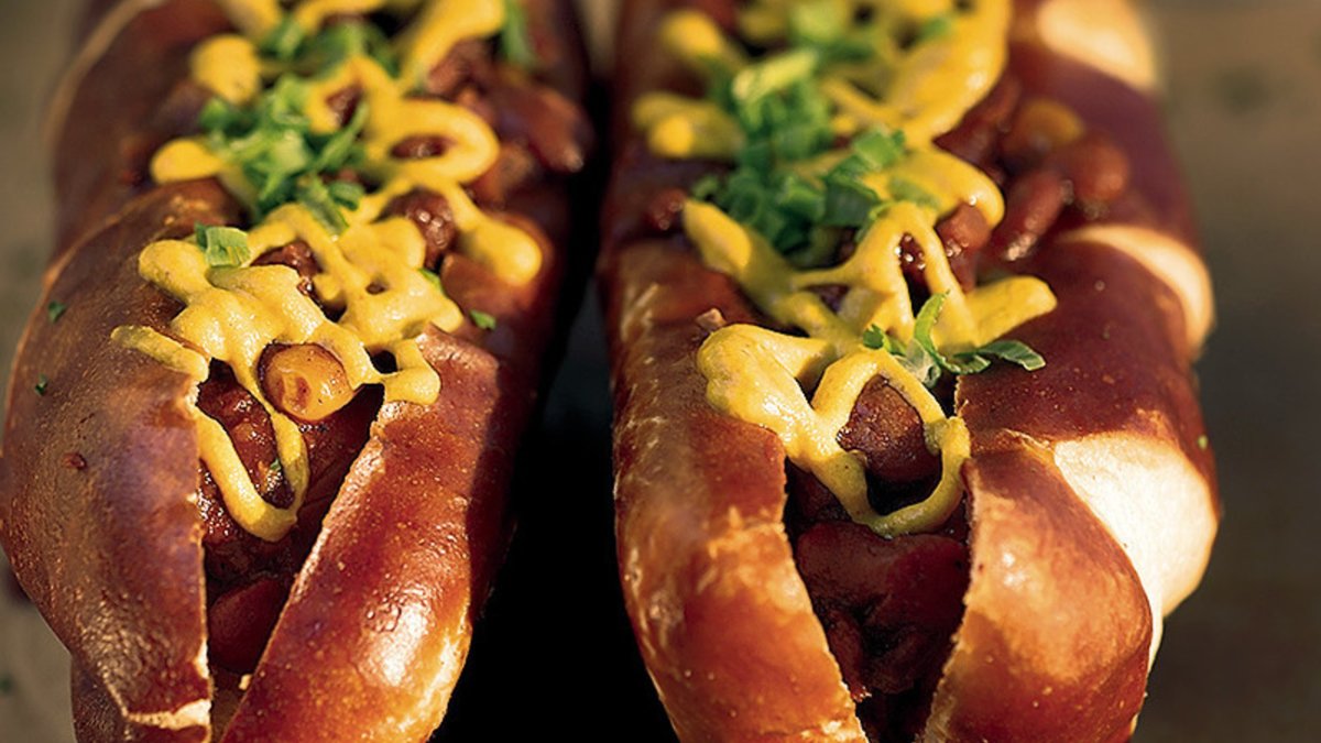 Two vegan hotdogs with all the fixings