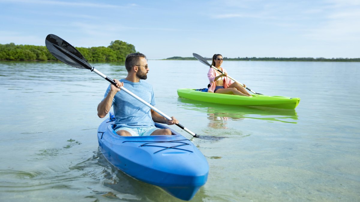 two kayakers paddling near Fort De Soto