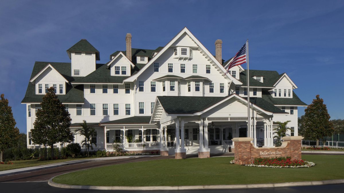 Belleview Inn white building with multiple peaked roofs