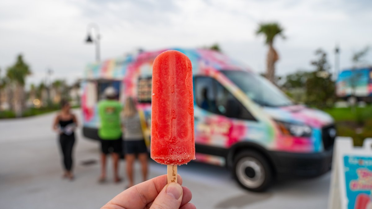 Ice pop in front of truck