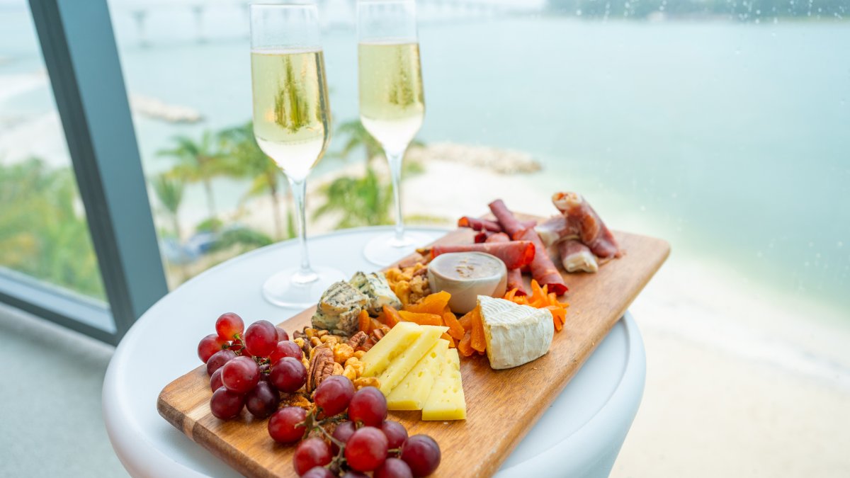 cheese board with champagne 