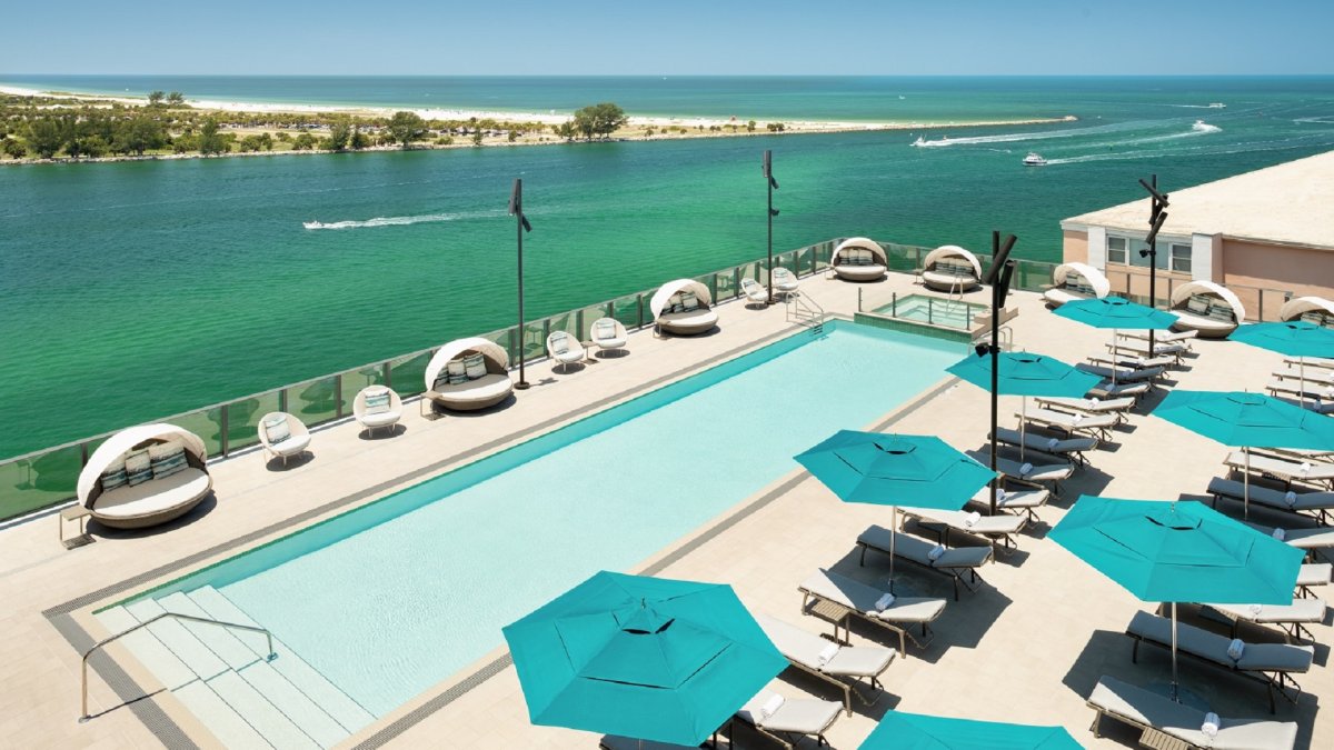 Hotel Pool with Umbrellas