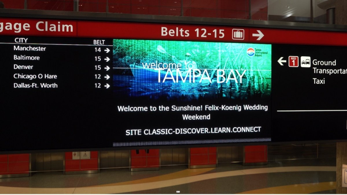 Welcome sign from the airport