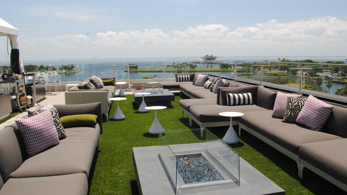 an expansive rooftop bar called The Canopy at the Birchwood Inn overlooking Tampa Bay