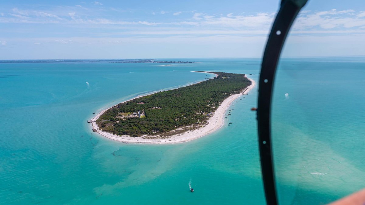 aerial view of Egmont Key from a helicopter