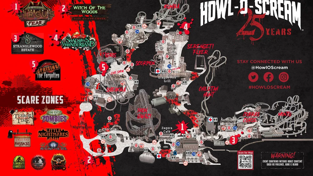Howl-O-Scream park map.