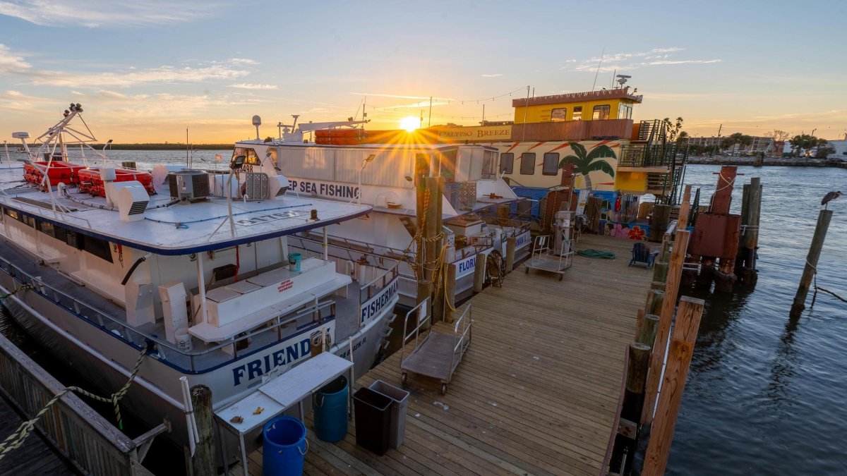 Boats docked at Hubbard's Marina at Sunset