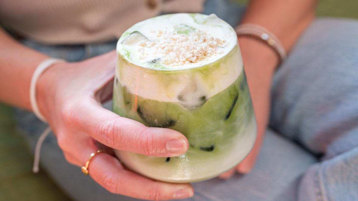 Iced matcha at a quiet coffee shop
