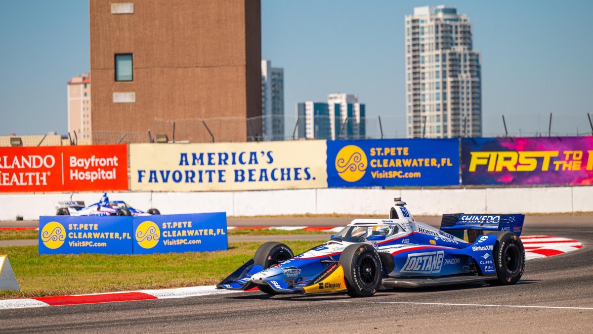 a race car on the street course at the Firestone Grand Prix in St. Petersburg