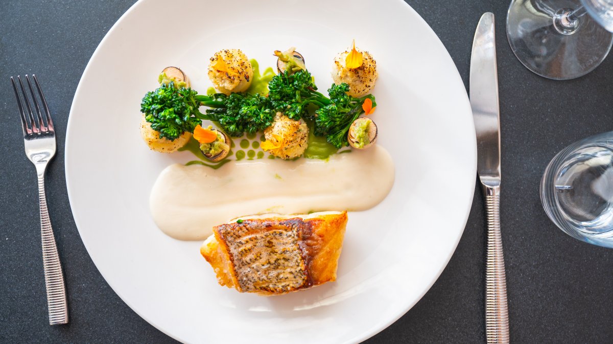 a plate of seafood artfully arranged to look like a flower pot, at Il Ritorno in St. Pete
