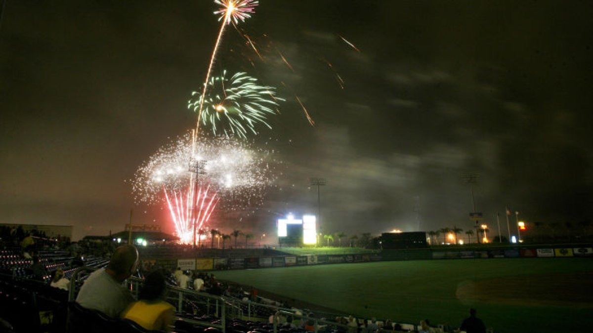 Fireworks at Clearwater Threshers Game Visit St Petersburg Clearwater