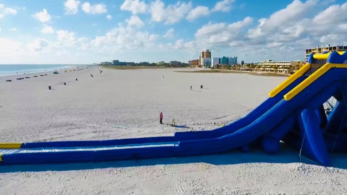 Inflatable island with slide deals
